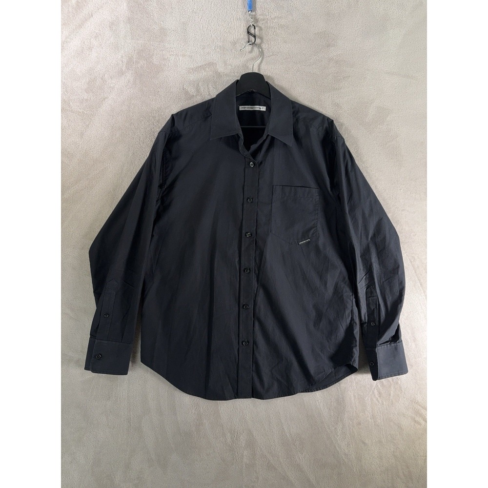 Alexander Wang Button Down Shirt Mens XS Black Long Sleeve Designer Minimalist